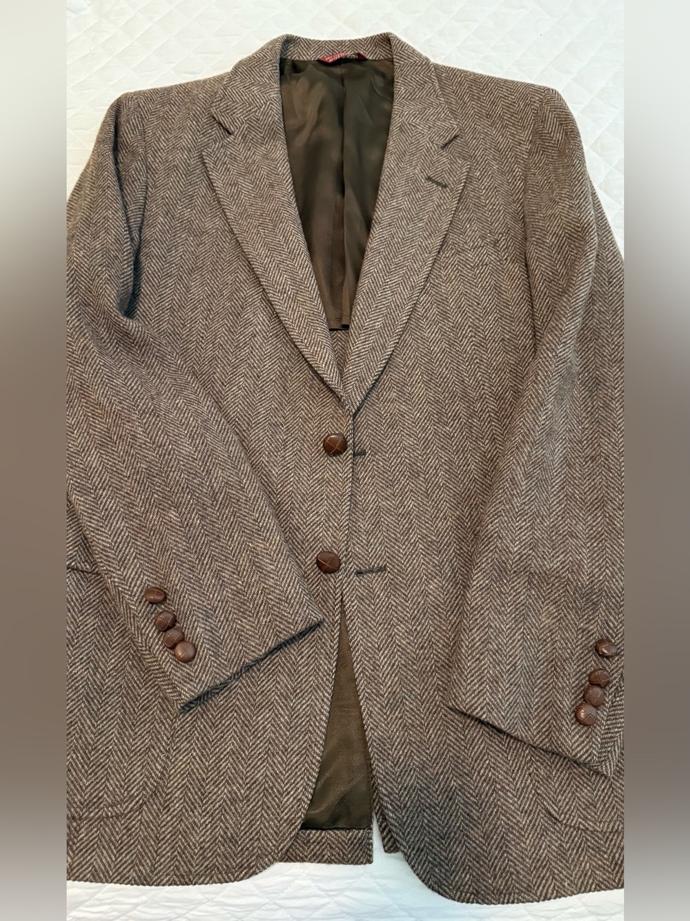 Brown Herringbone Tweed Wool Men’s Blazer by Cricketeer Union Made in USA